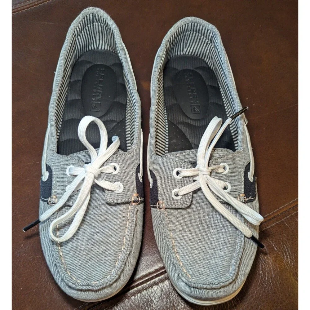 Sperry Leather Top Siders Boat Shoes Loafers Flats Black White Size 8.5 - Picture 1 of 10